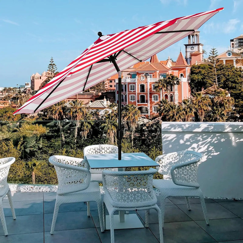 Sunnyglade 9' Patio Umbrella Outdoor Table Umbrella with 8 Sturdy Ribs (Red and White) by GreenHaven Gardens