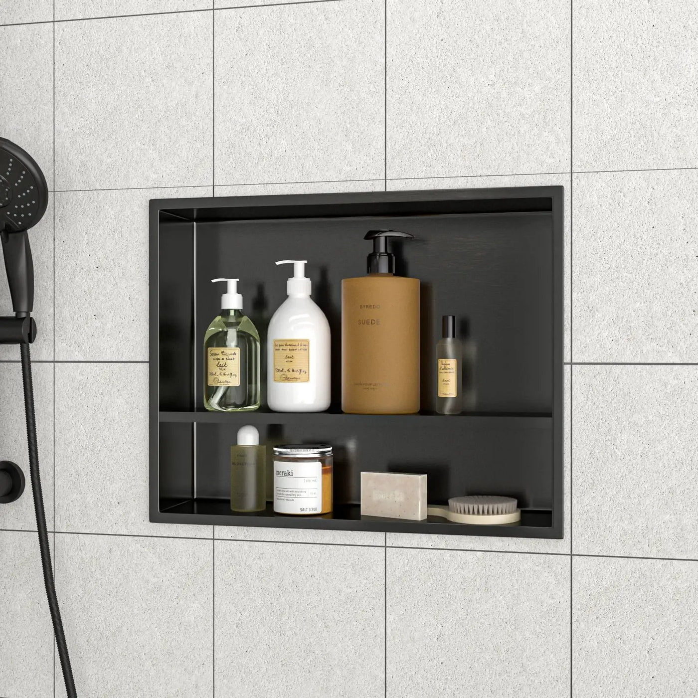 Modern Stainless Steel Shower Niche Double Shelf For Bathroom by HouseOfZazla