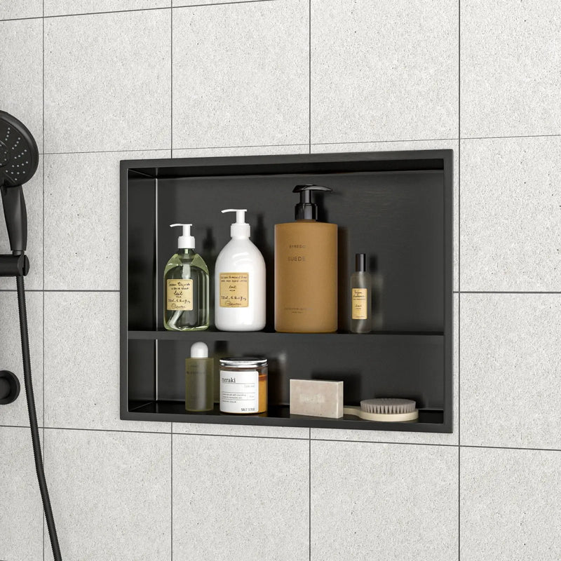 Modern Stainless Steel Shower Niche Double Shelf For Bathroom by HouseOfZazla
