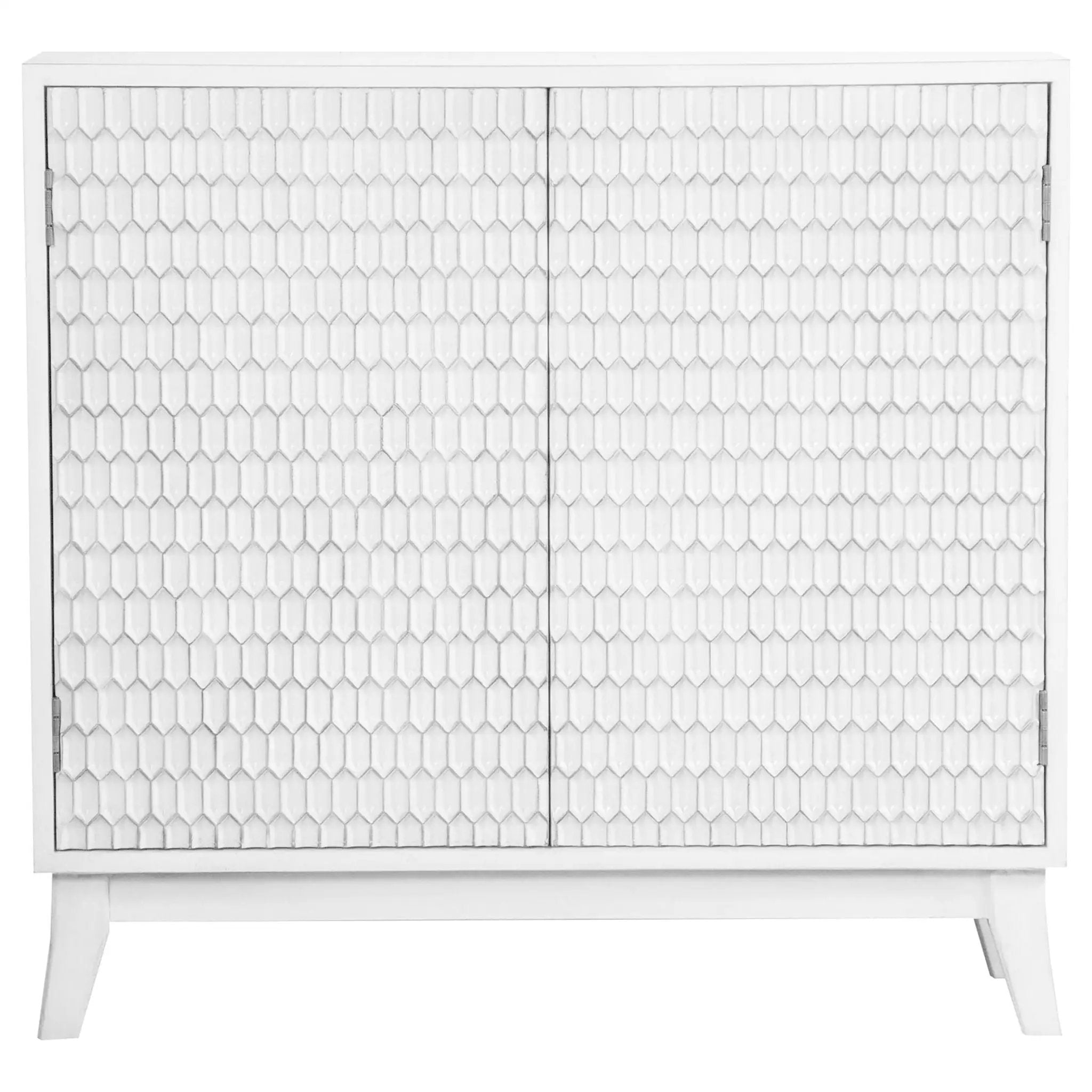 Gambon 2-door Wood Honeycomb Pattern Accent Cabinet White by Unique Piece Furniture