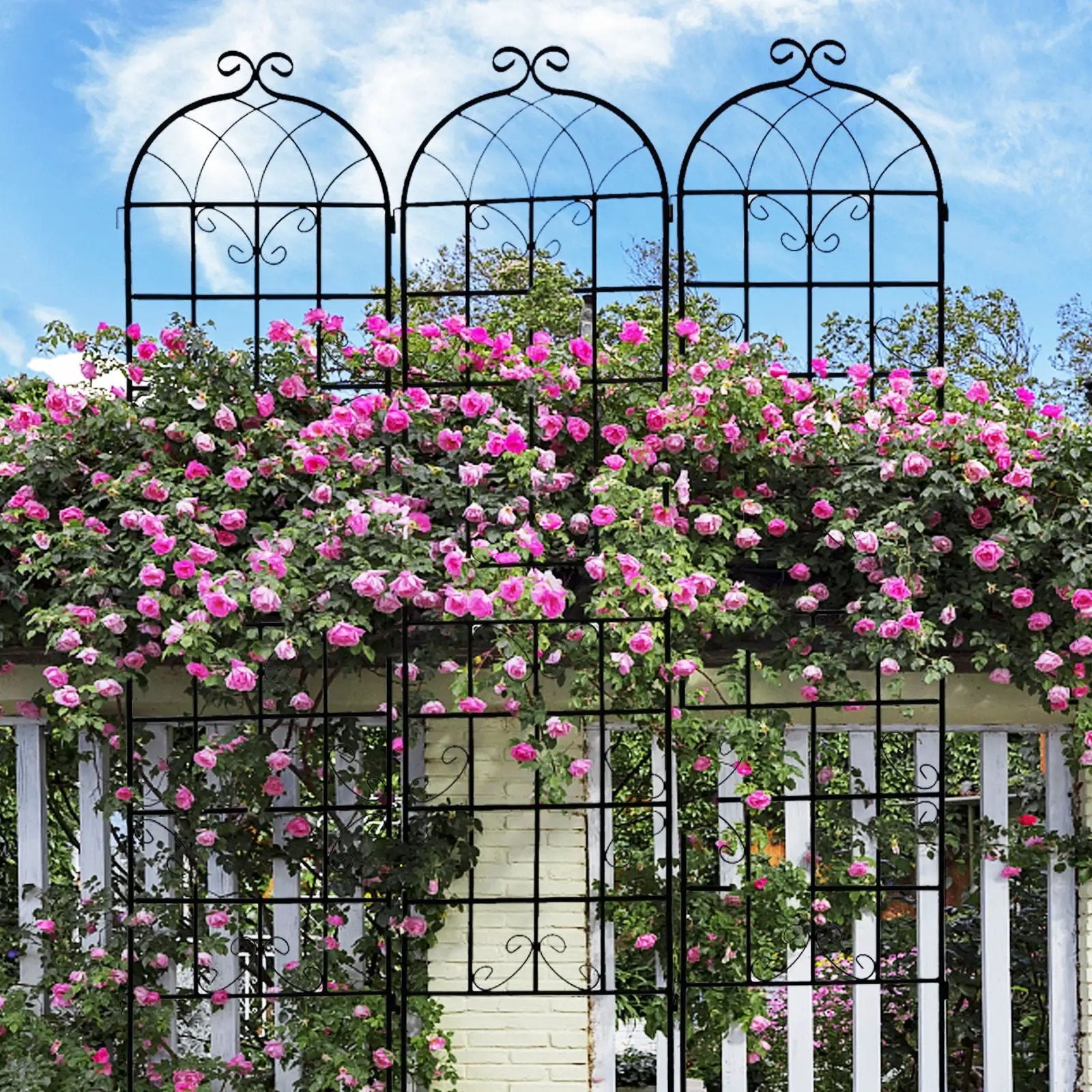 Metal Garden Rustproof Trellis For Climbing Plants Outdoor Flower Support by Unique Piece Furniture