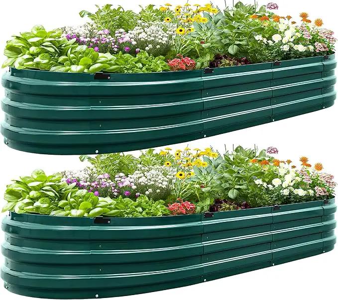 KING BIRD Raised Garden Bed Kit 2025 Upgraded Quick-Setup Galvanized Planter Garden Box Outdoor for Gardening, Vegetables, Flowers, 74x36x12 in, Green 2PCS by GreenHaven Gardens