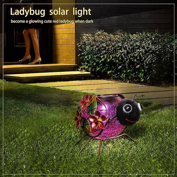 MUMTOP Solar Lantern, Waterproof LED Solar Lights Outdoor Ladybug Decorative Tabletop Lanterns for Patio Garden Table Decor by GreenHaven Gardens