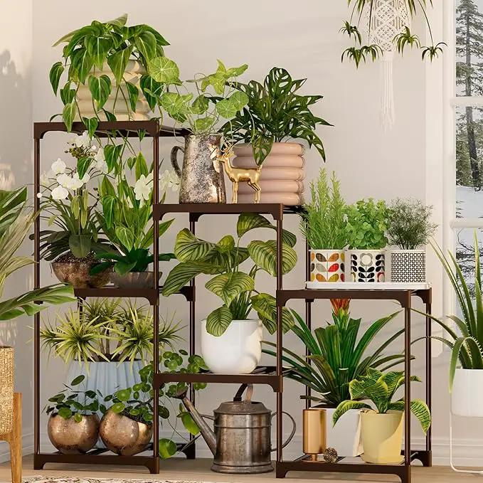 Metal Plant Stand Indoor Outdoor Plant Shelf Stand, 3 Tiers 7 Pots Potted Flower Plant Stands for Indoor Plants Multiple, Plant Shelves Stands Rack for Patio, Balcony, Living Room by GreenHaven Gardens