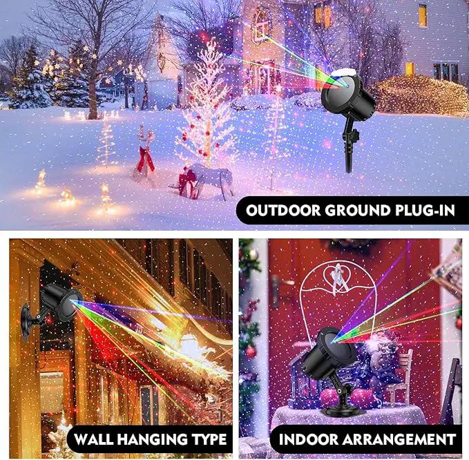 Christmas Laser Lights Outdoor, Red Green Blue Christmas Projector Lights Outdoor,with Wireless Remote Control, for Light ShowIndoor/Outdoor Garden, Courtyards, Party(XB-MTX) by GreenHaven Gardens
