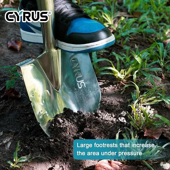 CYRUS Garden Shovel for Digging, 28 Inches in Total Length, Mini D-Shape Heavy Duty Shovel with Serrated Edges, Suitable for Garden, Lawn and Outdoor Camping by GreenHaven Gardens