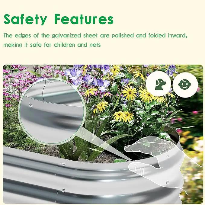 KFN Galvanized Raised Garden Bed,Raised Garden Bed Kit-Oval Metal Flower Box,Large Planter Vegetable Box Outdoor,Planting for Vegetables,Flower,Herb,12FT,0.7mm by GreenHaven Gardens