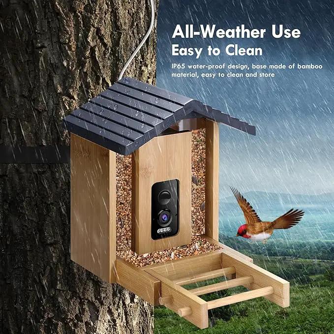 Bird Feeder, 5MP Solar-Powered Smart Bird Feeder with Camera, AI Identifies Birds 10000+, 2.4GHz, Color Night Vision, Instant Notification, Easy to Use, 1.5L Birds Feeders for Outdoor, Yard by GreenHaven Gardens