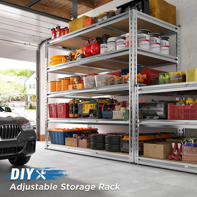 REIBII Garage Shelving, 5 Tier Storage Shelves Load 3020LBS, Adjustable Garage Shelving Heavy Duty, Metal Shelves Unit for Basement, Warehouse, 48" W x 72" H x 24" D, Galvanized by GreenHaven Gardens