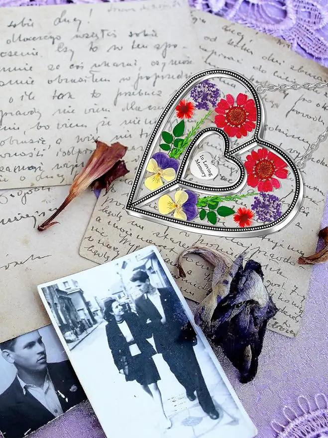 KY&BOSAM Heart Suncatcher In Loving Memory Memorial Gift for Loss of Loved One Unique Sympathy Gift Idea Real Flower Suncatcher Bereavement Grief Gift Box for Loss of Mom Friend Son Daughter Dog Decor by GreenHaven Gardens