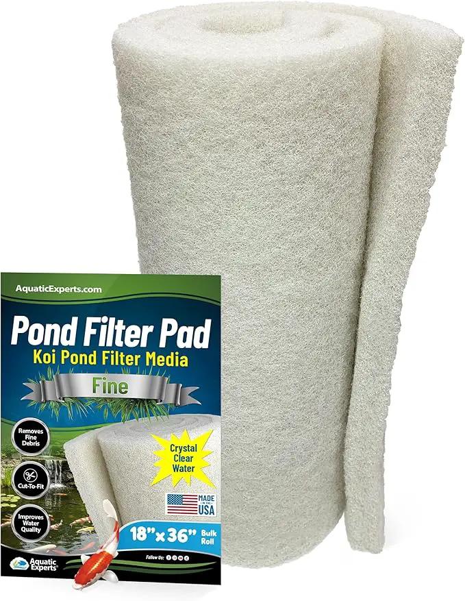 Classic Koi Pond Filter Pad FINE - White Bulk Roll Pond Filter Media, Ultra-Durable Pond Filters for Outdoor Ponds, Reusable Fish Pond Filter Material, USA (3/4" - 1" x 18" x 36") by GreenHaven Gardens