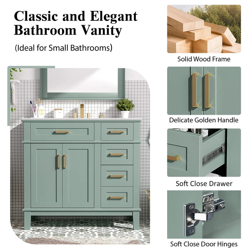 36" Light Green Bathroom Vanity by HouseOfZazla