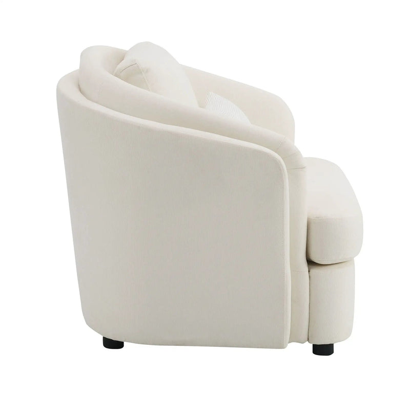 Mariko Linen Chair With 1 Toss Pillow - Beige by HouseOfZazla