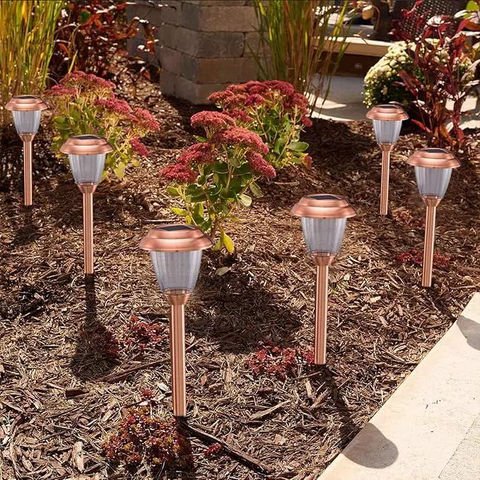 Solar Lights Outdoor - 8 Pack Copper Garden Walkway Lights Solar Powered Waterproof for Garden, Lawn, Yard, Pathway by GreenHaven Gardens