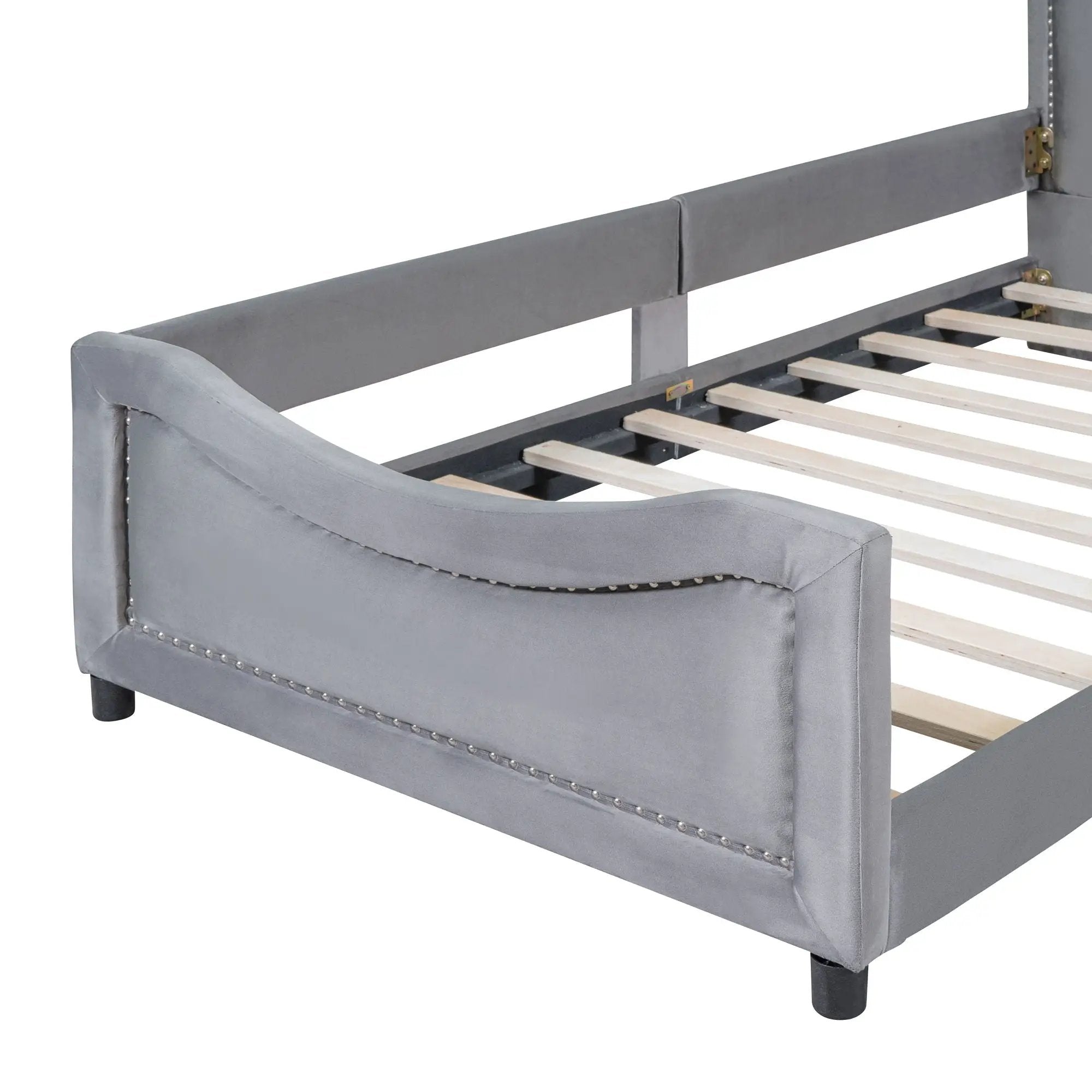Upholstered Daybed With Classic Stripe Shaped Headboard by HouseOfZazla