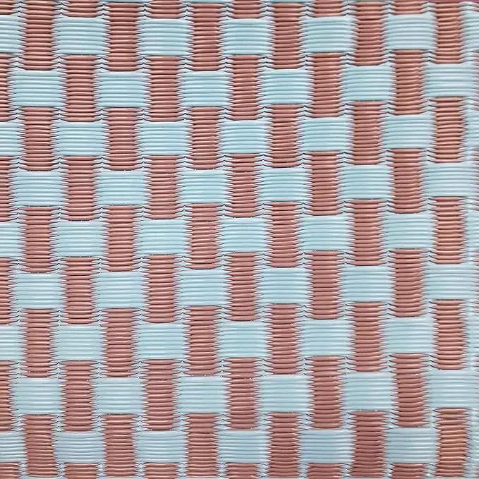 Mad Mats Geometric Outdoor Rug, Reversible Plastic Mat (6' x 9', Basket Weave - Sand/Aqua) by GreenHaven Gardens