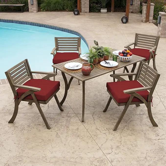 Arden Selections Outdoor Wicker Chair Cushion, 20 x 18, Rain-Proof, Fade Resistant 21 x 21, Ruby Red Leala (Pack of 4) by GreenHaven Gardens