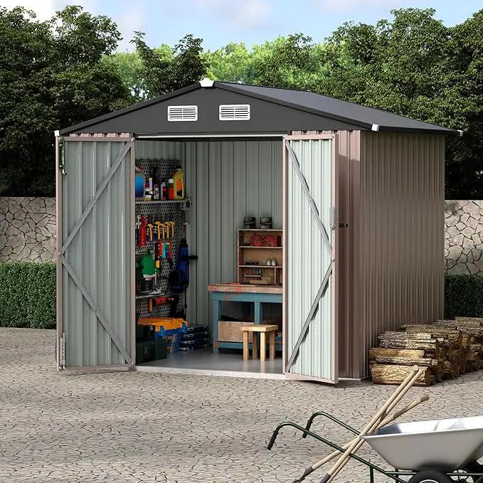 6x8 FT Metal Storage Sheds Outdoor with Floor, Metal Yard Sheds Garden Shed Kit, MetalTool Shed with Lockable Door, Metals UtilitySheds Buildings with Air Vent for Backyard Garden Patio Lawn by GreenHaven Gardens