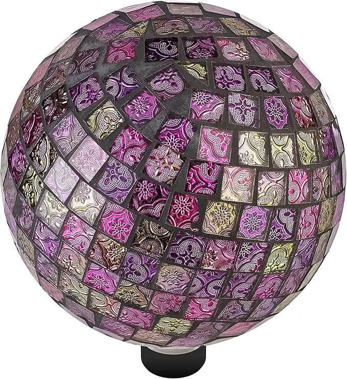 Alpine Corporation 10" Diameter Indoor/Outdoor Glass Mosaic Gazing Globe Yard Decoration, Pink by GreenHaven Gardens