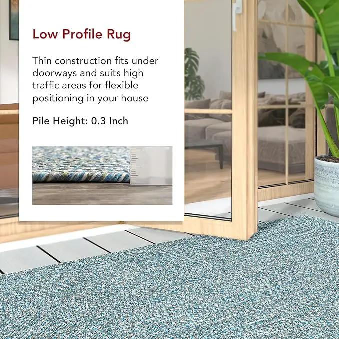 nuLOOM 8' x 10' Solid Hand Braided Indoor/Outdoor Area Rug, Pet-Friendly, High Traffic, Weather Resistant, for Patio, Balcony, Bedroom, Living Room, Dining Room, Wynn Aqua by GreenHaven Gardens