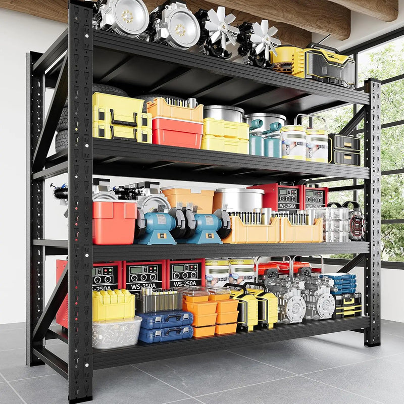 3000LBS Storage Shelves, 48" W Heavy Duty Garage Shelving Unit, Adjustable Industrial Shelving, 4 Tier Metal Shelving for Garage, Supermarket, Warehouse, 48" W x 24" D x 70" H by GreenHaven Gardens