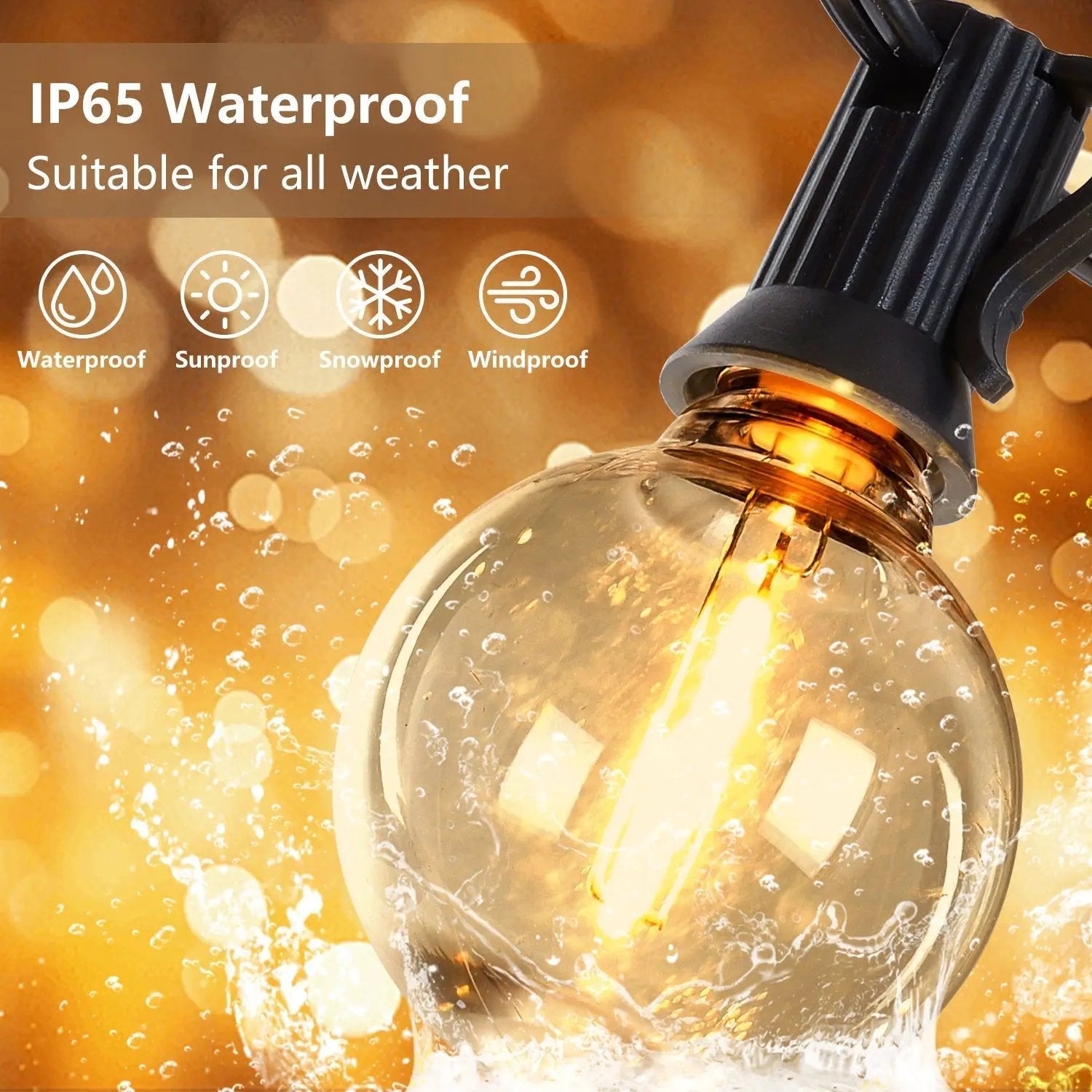 197FT LED Outdoor String Lights with 100 Shatterproof Bulbs by HouseOfZazla