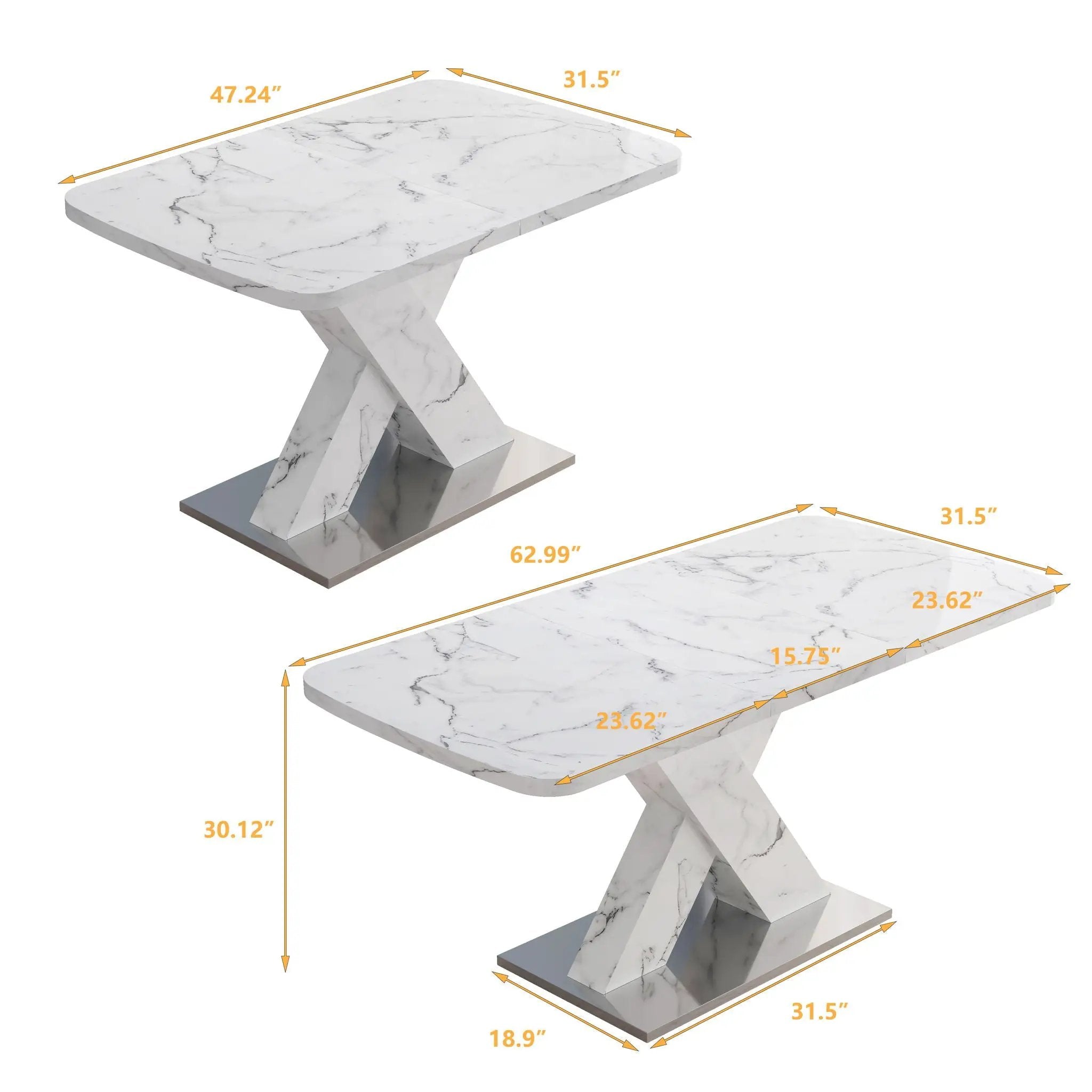 Modern Rectangle Dining Table With Stretchable TopAnd X Shape Legs by HouseOfZazla