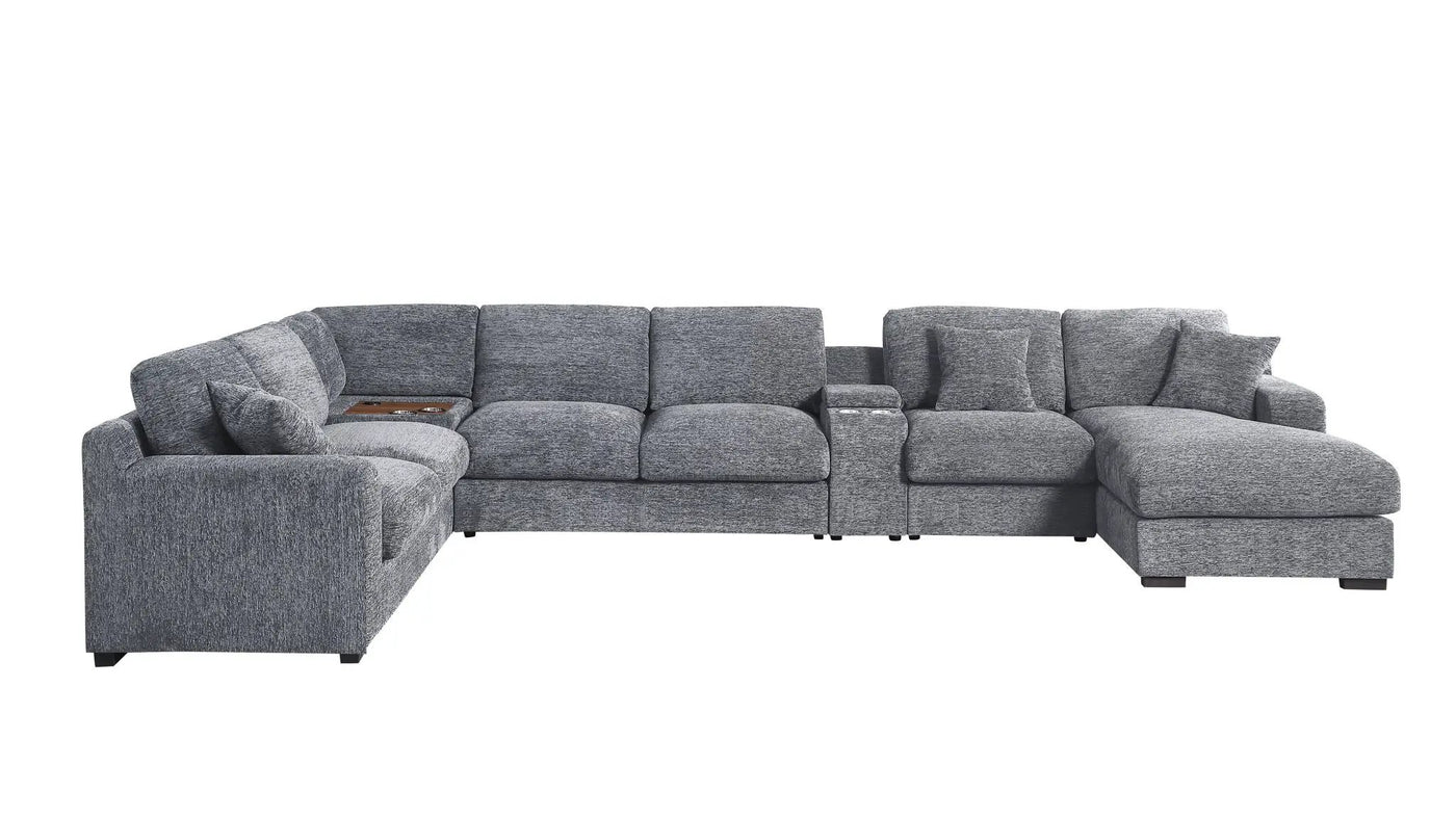 Celine - Fabric Corner Sectional Sofa With Right-Facing Chaise, Cupholders, And Charging Ports by HouseOfZazla