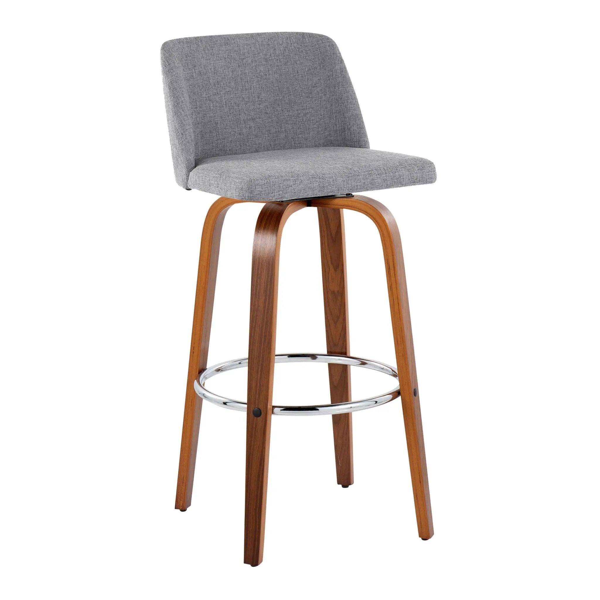 Toriano - Mid Century Modern Fixed Height, Barstool With Swivel With Round Footrest (Set of 2) by HouseOfZazla