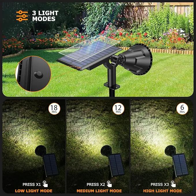 Solar Spot Lights Outdoor, 21 LEDs Solar Outdoor Lights Auto On/Off with 3 Modes, IP67 Waterproof Solar Yard Spotlight Landscape Lighting Garden Wall Lights, 2-in-1 Solar Powered Lights, 2Pack by GreenHaven Gardens