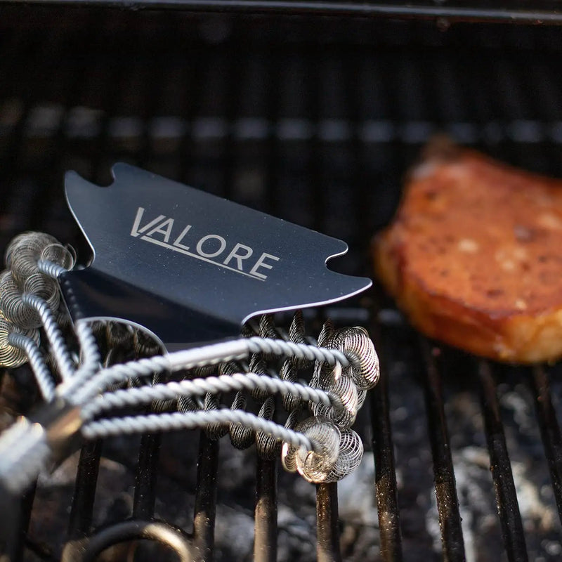 Valore BBQ Brush Bristle Free – 2 in 1 Grill Scraper & Barbecue Brush – Stainless Steel BBQ Grill Brush & BBQ Scraper Combo for Outdoor Grills – BBQ Brushes for Grill by GreenHaven Gardens