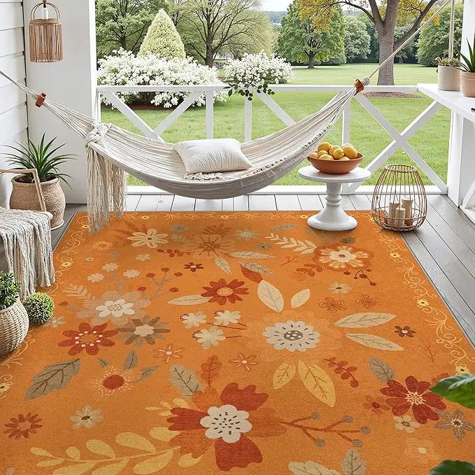 GENIMO Indoor Outdoor Area Rug 5' X 7' Waterproof, Washable Door Mat Non Shedding, Easy Cleaning Floral Outdoor Carpet for Patio, Entryway, Porch, Bathroom, Living Room, Bedroom, Backyard by GreenHaven Gardens