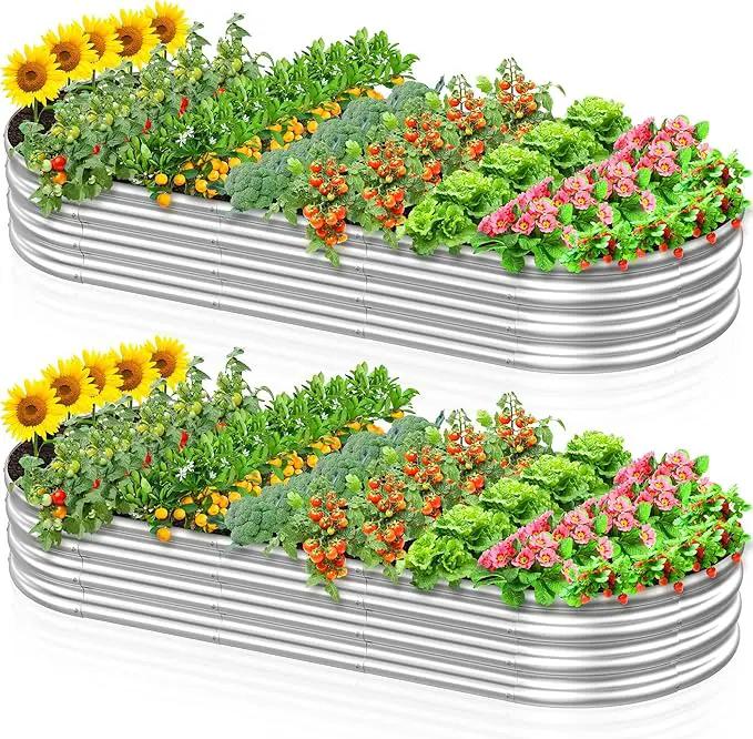 2 Pcs 7 x 3 x 1 FT Galvanized Steel Raised Garden Bed, Large Galvanized Steel Outdoor planter box for for Easy to DIY and clean - Raised Garden Beds outdoor for backyards, terraces and balconies by GreenHaven Gardens