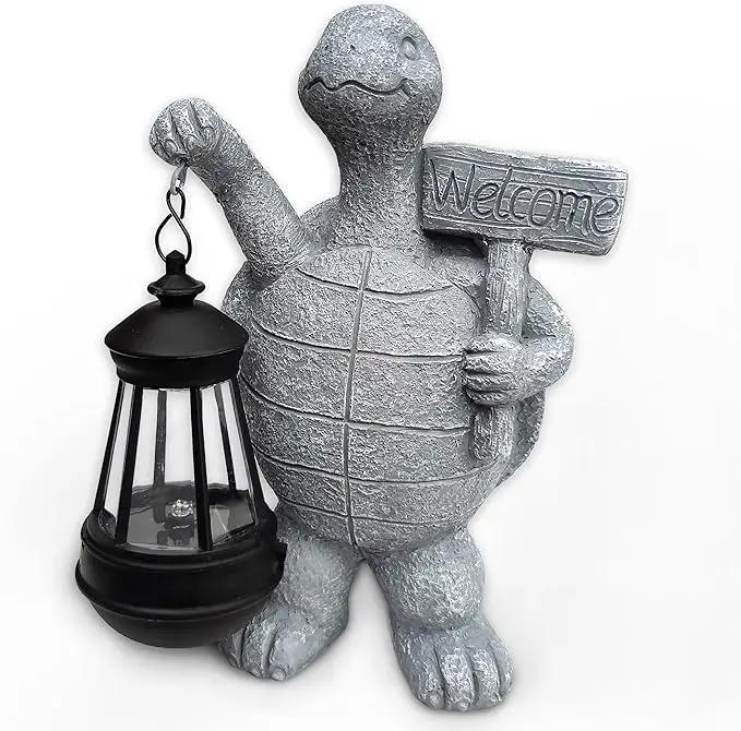 Solar Turtle Garden Outdoor Statues,Resin Turtles Figurine Decorations with Solar Lights Lantern, Outdoor Turtle Art Decor for Lawn,Yard, Unique Housewarming Gift for Garden Home by GreenHaven Gardens