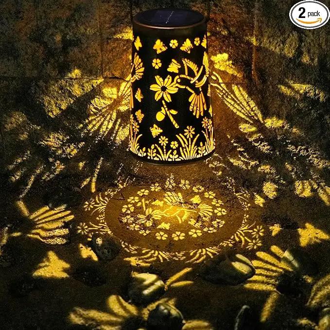 Kaixoxin 2 Pack Hummingbird Solar Lantern Lights Metal Outdoor Waterproof Garden Decor Hanging Lights for Backyard Porch Patio Table Yard Balcony Lawn Pathway Gifts for Women Grandma Mom by GreenHaven Gardens