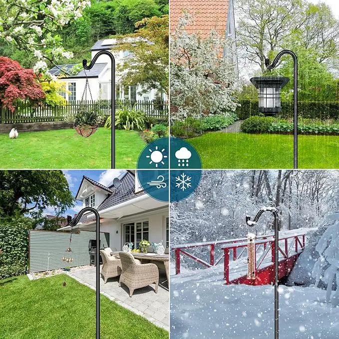 Gtongoko Adjustable Shepherds Hooks for Outdoor 76 Inch Bird Feeder Pole with 7 Prongs Base, 5/8 Inch Thick Heavy Duty for Hanging Bird Feeder, Plant Baskets,1 Pack by GreenHaven Gardens
