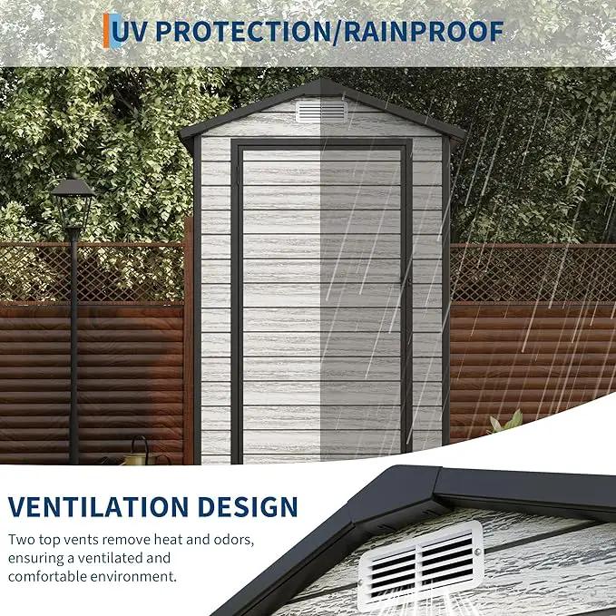 All-Weather Plastic Shed with Window, Outdoor Resin Garden Shed with Lockable Door and Vents, Outdoor Resin Storage Sheds for Backyard, Patio, Lawn, Tool, Bike by GreenHaven Gardens