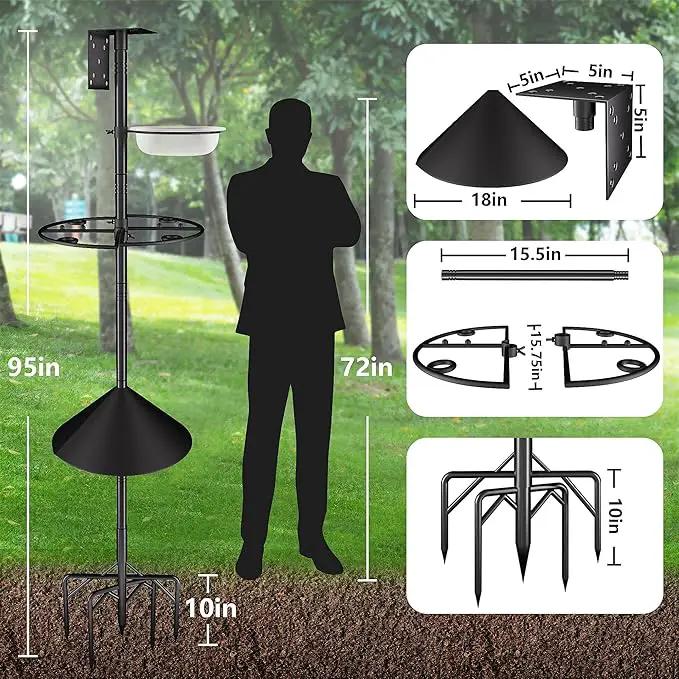 Bird Feeder Pole Stand,95 Inch House Pole for Outdoors Weather Station,Heavy Duty Metal Mount Kit Adjustable Multifunctional Bird Feeder Set by GreenHaven Gardens