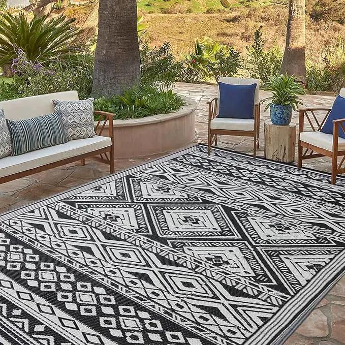 Outdoor Rug 9x12 ft Waterproof, Reversible Outdoor Plastic Straw Rug for Patios Clearance, Outdoor Area Rug Carpet RV Mat for Camping Backyard Deck Porch by GreenHaven Gardens