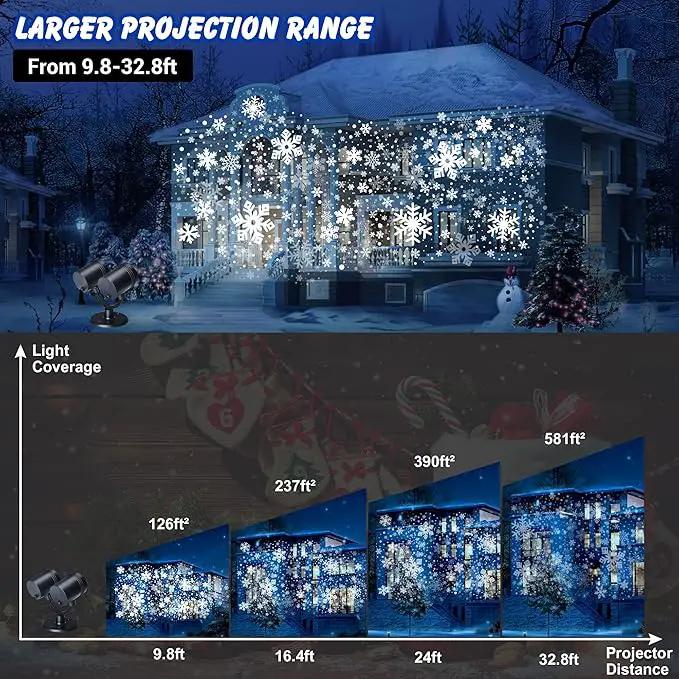 Snowflake Christmas Projector, LED Snow Lamp with Timer for Indoor/Outdoor Decor by GreenHaven Gardens