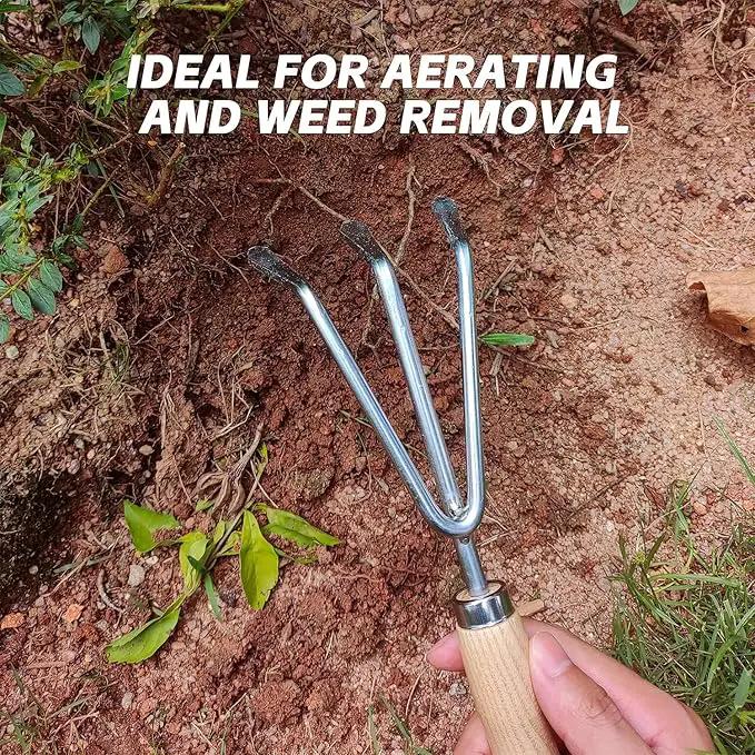 Japanese Hand Cultivator Garden Tool - Hand Rake - Garden Cultivator Hand Tools for Weeding and Turning Soil, Heavy Duty Stainless Steel Blade Gardening Hand Tool with Hang Hole by GreenHaven Gardens