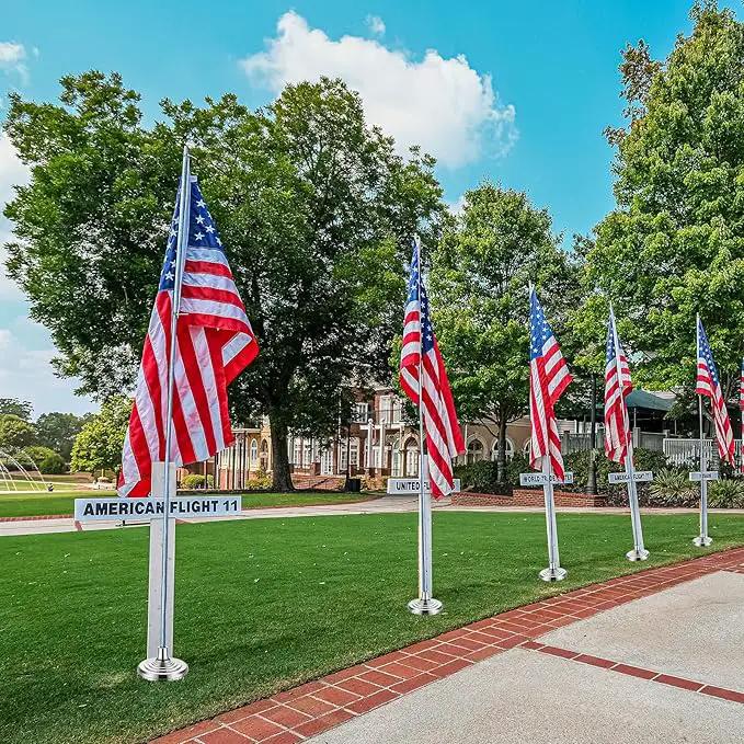 Leinuosen 4 Pcs Flag Holder Stand FlagPole Stand Flag Pole Base for Indoor Outdoor 1.3/1.1 Inch Diameter Flagpole Garden House Classroom Churches Meeting Party Flags Banner(Silver) by GreenHaven Gardens
