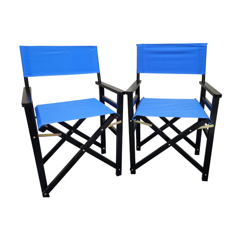 Folding Chair Wooden Director Chair Canvas Folding Chair Folding Chair (Set of 2) - Blue by Unique Piece Furniture