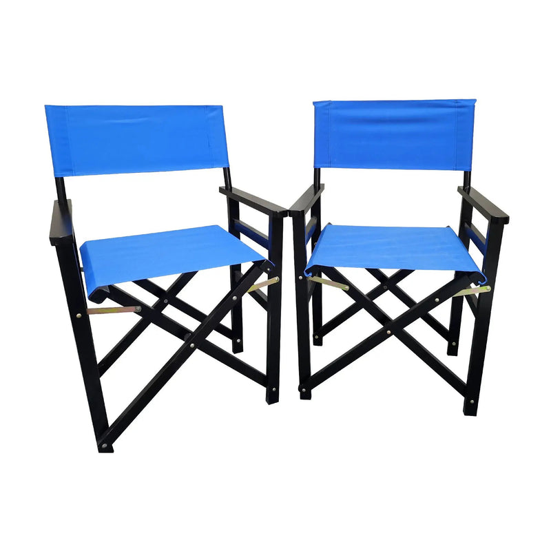 Folding Chair Wooden Director Chair Canvas Folding Chair Folding Chair (Set of 2) - Blue by HouseOfZazla