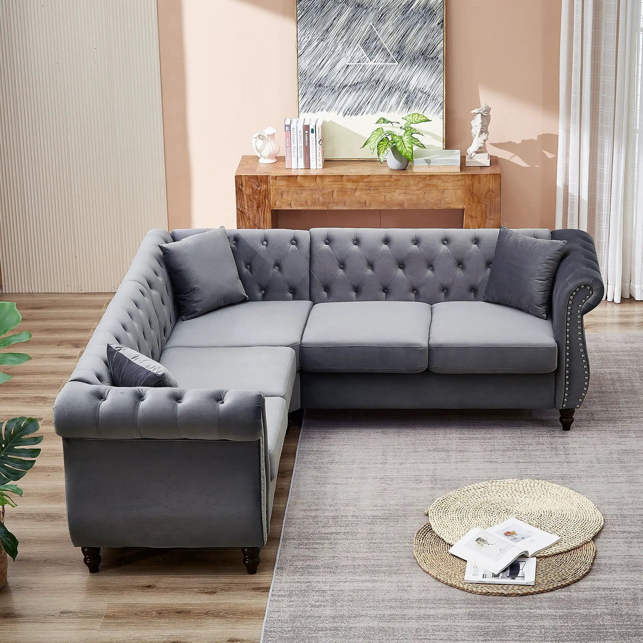 Streamline Modern L-Shaped Corner Sofa by HouseOfZazla