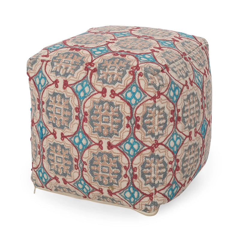 Amelia - Handcrafted Fabric Pouf, Rustic Elegance - Multicolored by Unique Piece Furniture