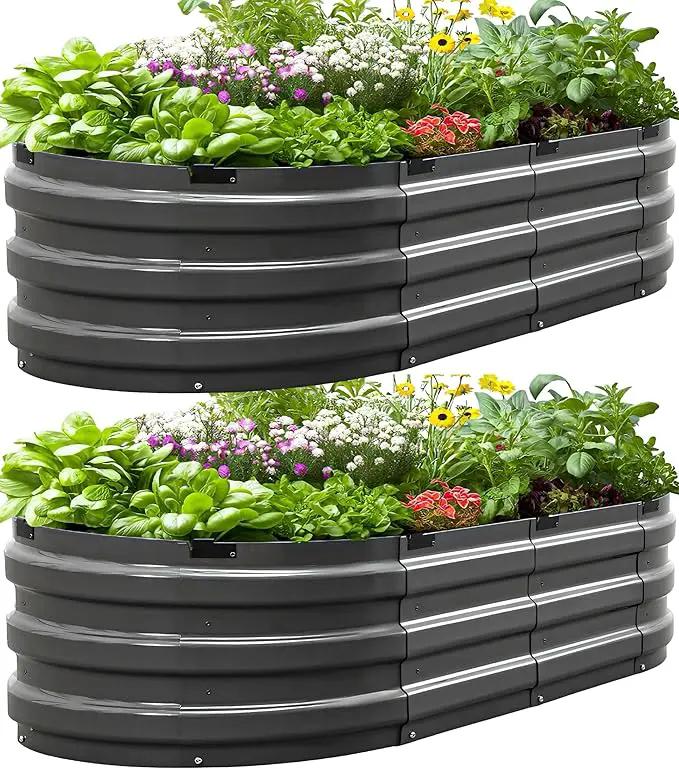 KING BIRD Raised Garden Bed Kit 2025 Upgraded 10-Minute Assembly Galvanized Planter Garden Box Outdoor for Gardening, Vegetables, Flowers, 47x24x12 in, Dark Grey 2PCS by GreenHaven Gardens