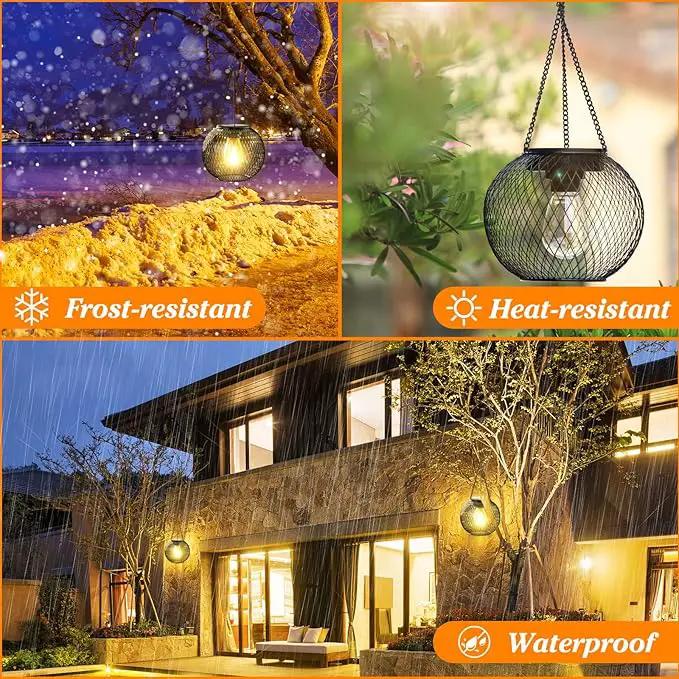 Solar Lantern Outdoor, Upgraded Hanging Lights Outdoor Garden Metal Lanterns Decorative Lighting Powered Waterproof Tree for Yard Patio Pathway, 2 Pack, Black by GreenHaven Gardens