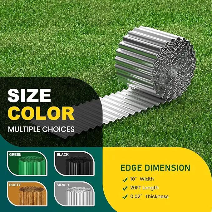 Corrugated Metal Garden Edging, 10"×20Ft Durable Landscape Border for Garden, Lawn, Flower Beds and Paver Edging (Silver) by GreenHaven Gardens