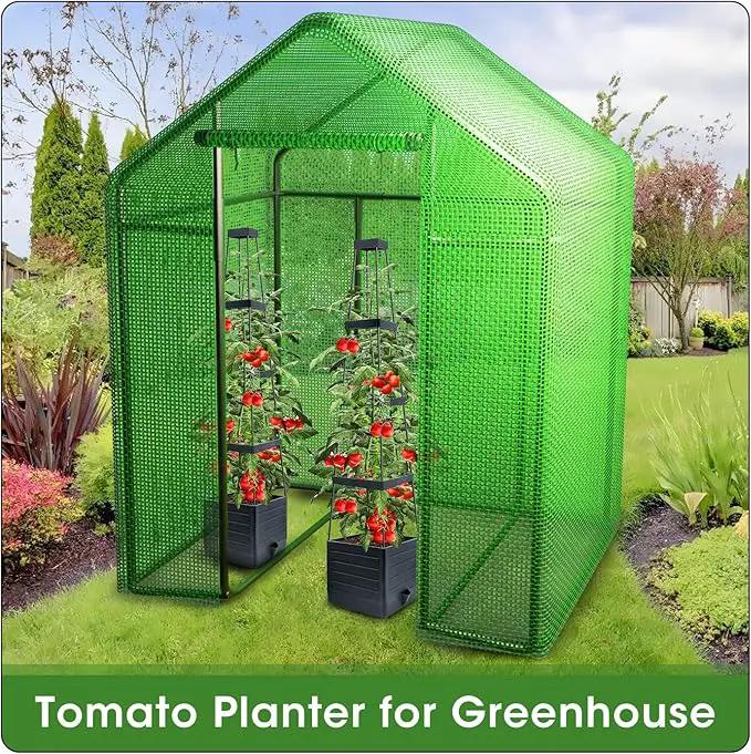 MQFORU 2 Packs Raised Garden Bed Tomato Planter with Trellis, 57" Tomato Cages for Climbing Vegetables Plant, Self Watering Planters Box for Garden Pots for Patio Greenhouse Indoor Outdoor（2PCS） by GreenHaven Gardens
